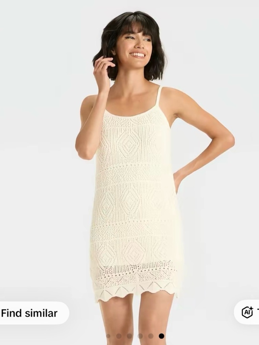 a new day Cream Crochet Slip Mini Dress